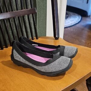 CROCS Women's Gray and Black Flats with Pink Insole